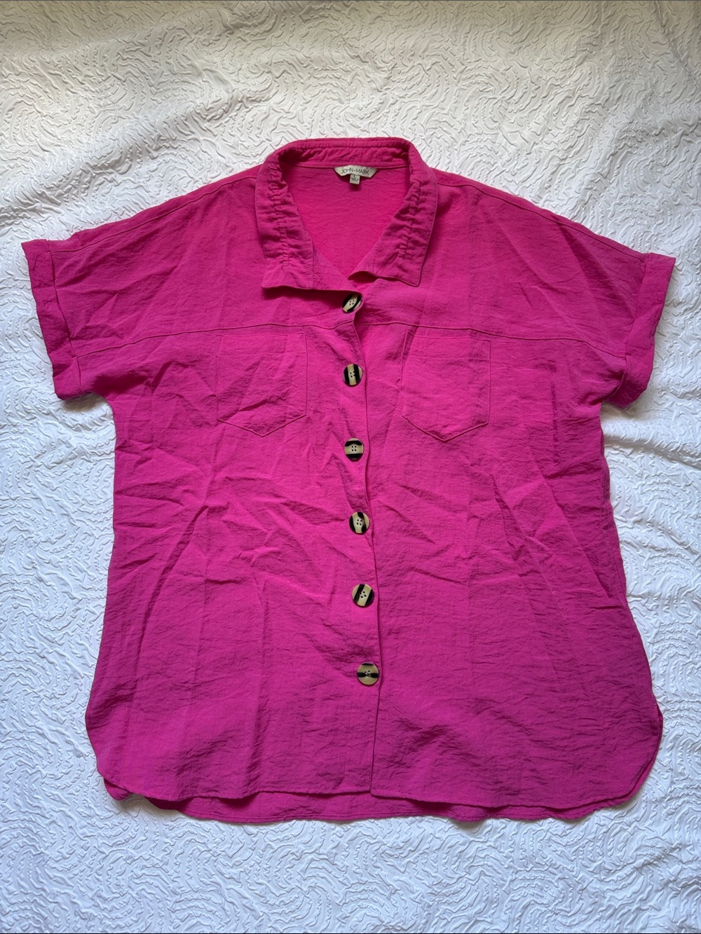 John Mark Fuchsia Button-Front Short Sleeve Shirt
